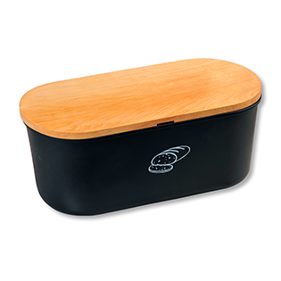 Bread box with beech wood top, black