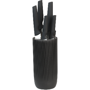 Knife block set, 6-piece, black, PP