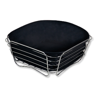 Bread and fruit basket, chrome-plated - black